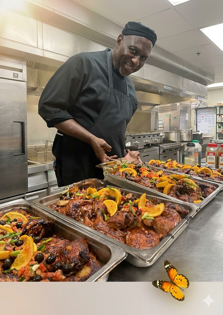 Just Right Jerk Africa chef preparing jerk platters